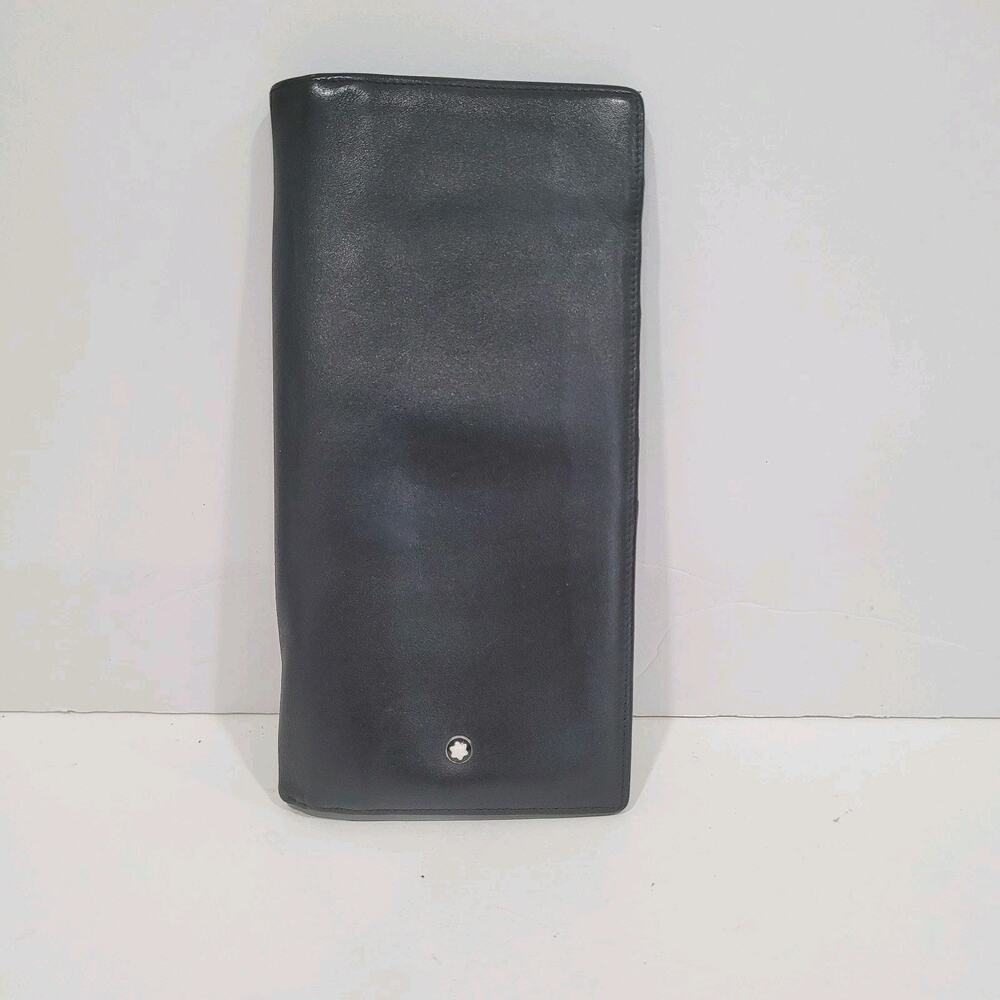 Montblanc Meisterstuck Men's Leather Black Wallet Card Bill Holder Long Bifold